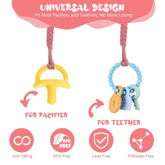 Detalle 1 de Schnullerkette 4er Set aus Baumwolle