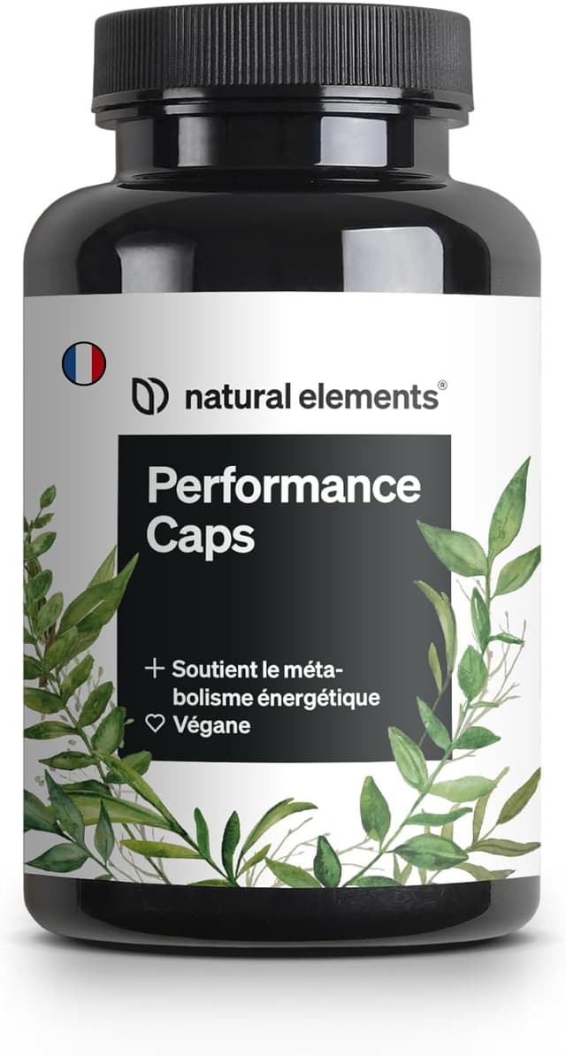 Detalle de Performance Caps – 120 gélules de caféine végétale (thé vert, guarana, café vert) + vitamines B, véganes