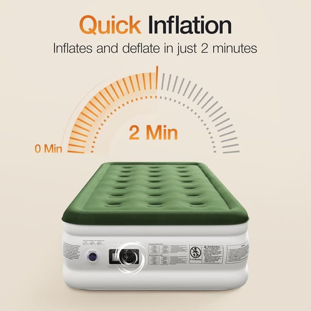 Detalle 2 de Zearna Single Inflatable Mattress with Built-in Electric Pump (self-inflation in 3–5 minutes)