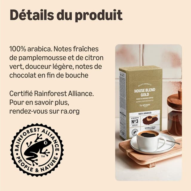 Thumbnail 3 de by Amazon House Blend Gold, café moulu 250 g ⚖