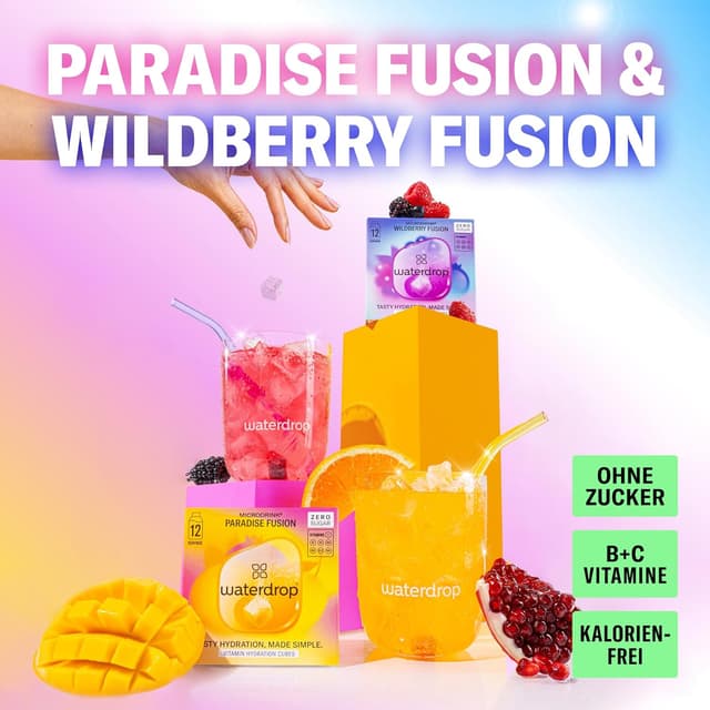 Thumbnail 1 de waterdrop Mango & Beeren Fusion 48 Würfel 🥤