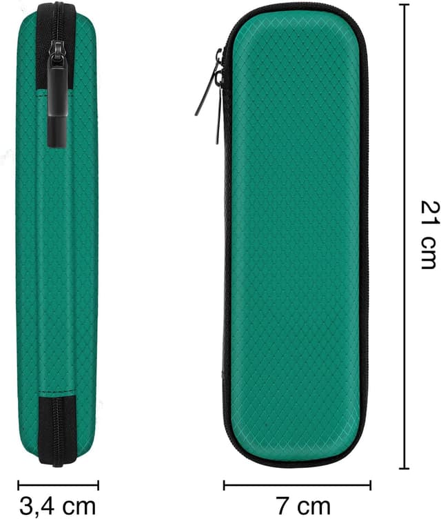 Detalle de FINPAC Federmäppchen aus Hart-EVA (Dunkelgrün, klein) – stoßfeste Stiftetasche mit sicherem Reißverschluss