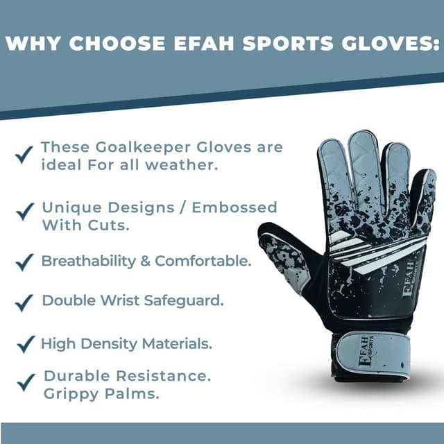 Thumbnail 4 de EFAH SPORTS Football Goalkeeper Gloves For Boys kids Children Youth Soccer Goalie Glove with Super Grip Palms
EFAH SPORTS Football Goalkeeper Gloves For Bo…