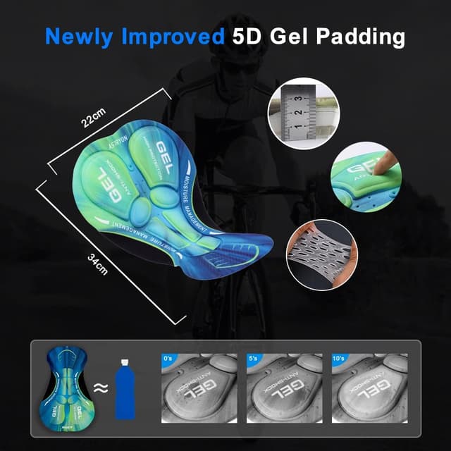 Detalle 1 de ASTRYON Men’s 5D Padded MTB Cycling Shorts Liner Undershorts