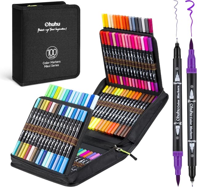Imagen de Ohuhu Feutres Coloriage 100 Couleurs Double Pointe en OfertitasTOP