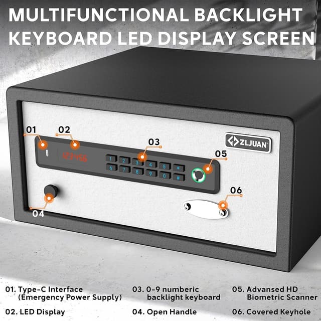 Thumbnail 4 de Z ZLJUAN Hotel Safe 1.1 Cu Ft biometric safe ๐