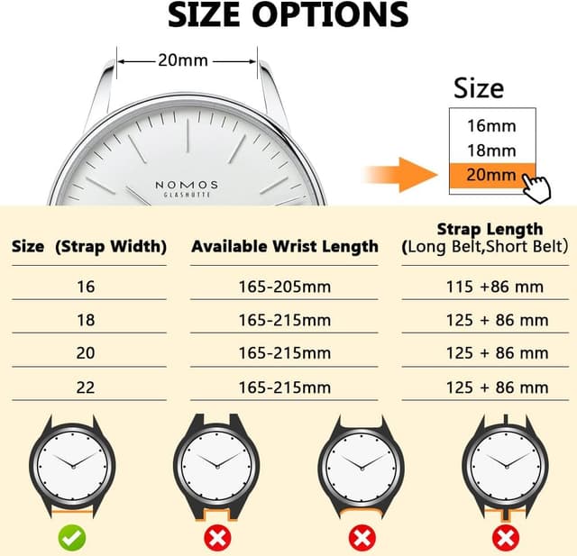 Detalle 2 de Bracelet de montre Aucuu en cuir véritable avec boucle inox, remplacement rapide 16/18/20 mm