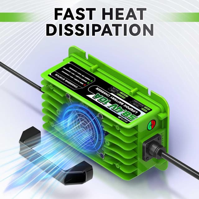 Detalle de Xnvua caricabatterie intelligente LiFePO4 automatico 58,4V 10A per batterie 48V (51,2V)