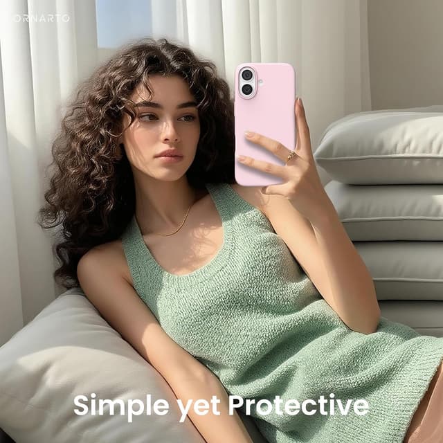 Detalle de ORNARTO Compatible with iPhone 17 6.3" Case in Slim Liquid Silicone (Chalk Pink)