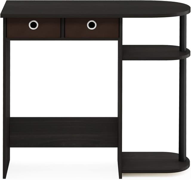 Detalle 2 de Furinno Go Green Home compact laptop desk with side shelves (Espresso/Black/Brown)