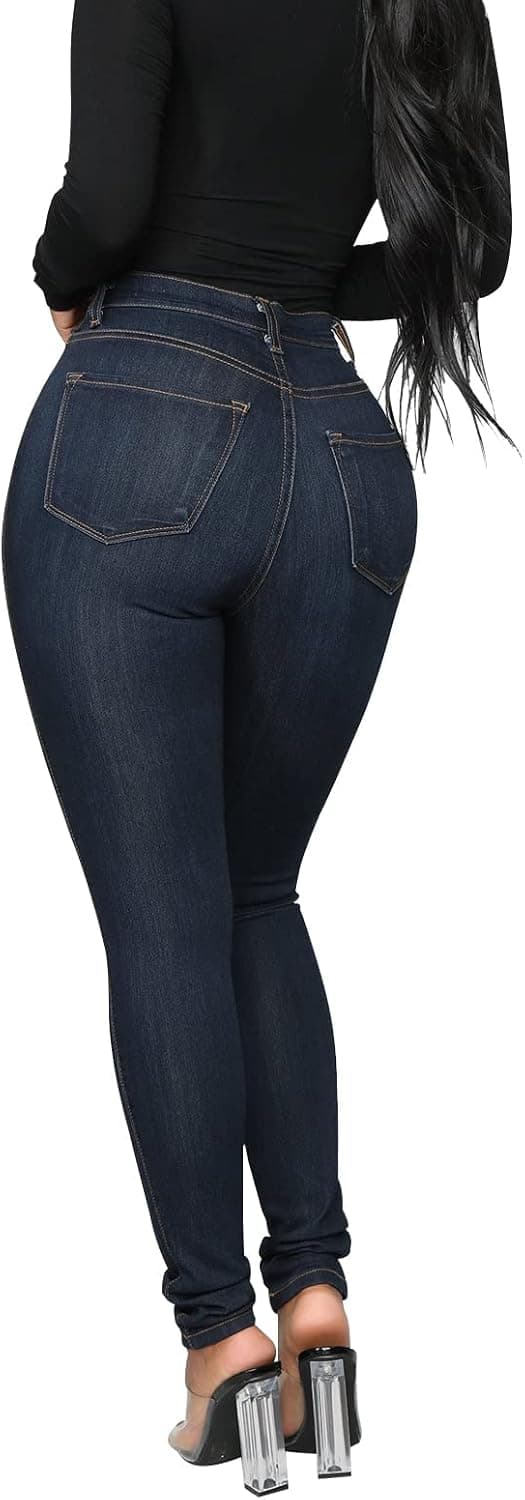 Detalle de KUNMI Womens Classic High Waisted Skinny Stretch Butt Lifting Jeans (Slim Fit Denim Pants)