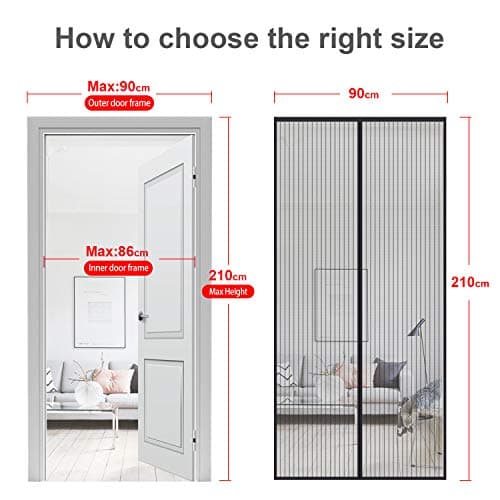 Detalle de MYCARBON Mosquitera de puerta magnética corredera (90x210) en negro