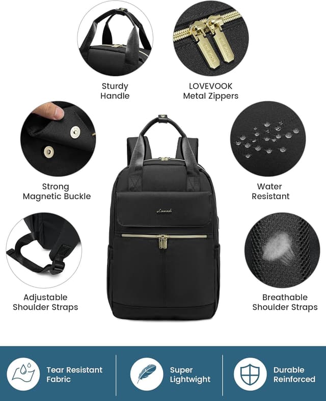 Detalle 2 de LOVEVOOK Laptop Rucksack 15,6 Zoll für Damen