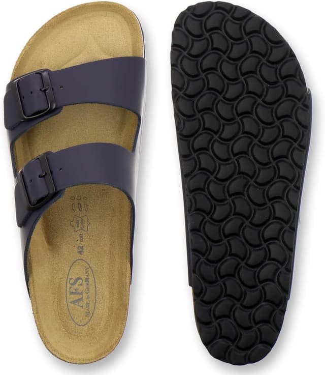 Detalle de AFS-Schuhe Herren-Pantoletten aus Leder mit verstellbarer Schnalle – Komfort für Alltag & Arbeit, Größen 36–50 (Made in Germany)