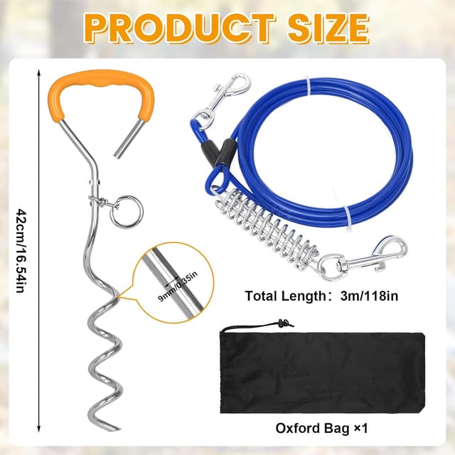 Thumbnail 1 de Dog Tie Out Cable and Stake 42cm