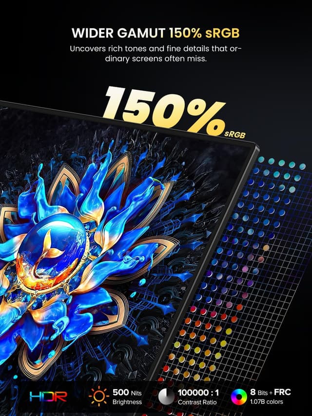 Detalle 1 de UPERFECT OLED Portable Monitor 4K 13,3 Zoll (3840 x 2160) – 150% sRGB, 500 Nits, 100.000:1 Kontrast