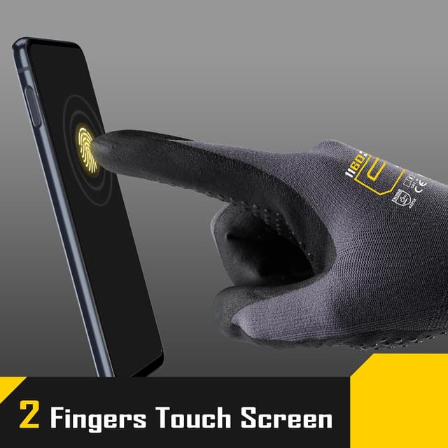 Detalle de COOLJOB 3 Paar Touchscreen-Gartenhandschuhe für Herren (Arbeitshandschuhe) Größe 7 – rutschfest & ölresistent