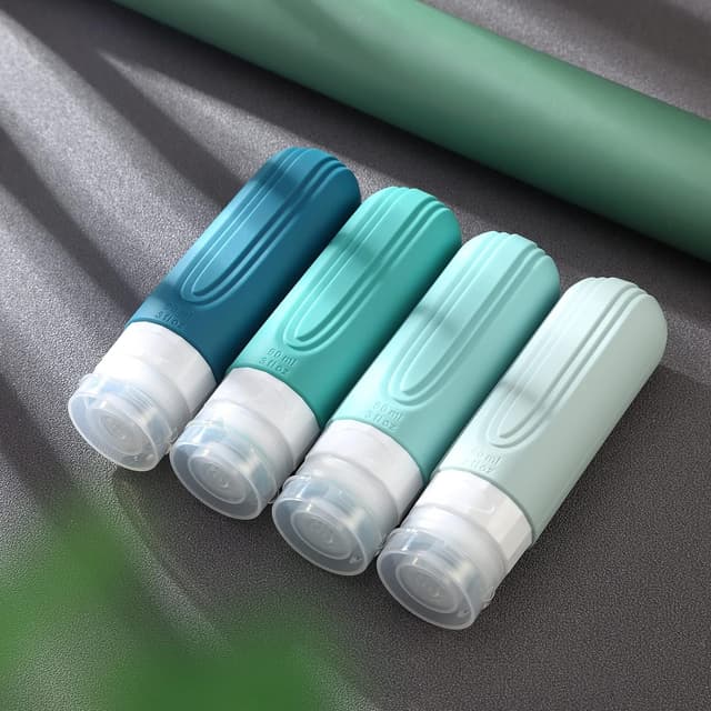 Detalle 2 de Mrsdry Leak-Proof Silicone Travel Bottles (90ml) – TSA Approved Refillable Toiletry Containers, 4 Pack with Clear Bag