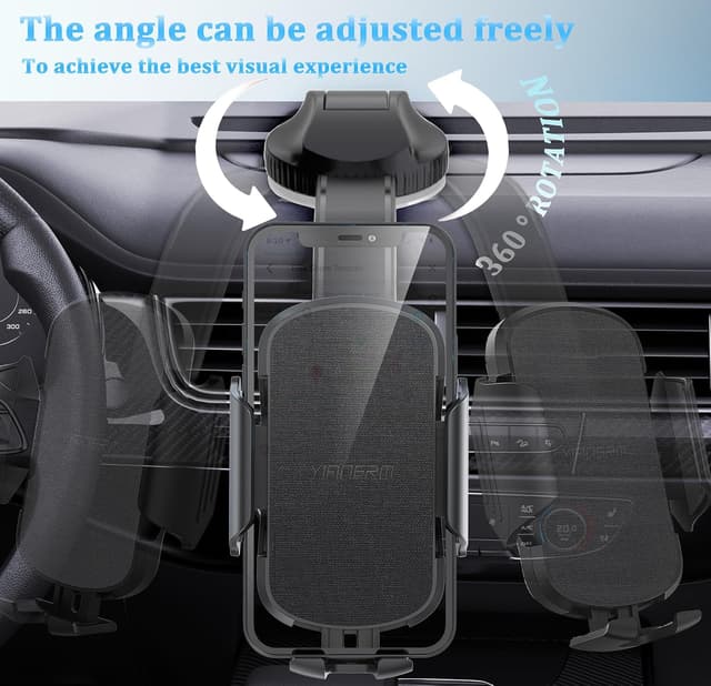 Detalle 2 de YIANERM Phone Holder for Cars: strong suction cup car phone mount for 4–7" phones (black)