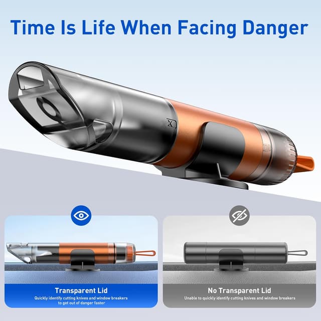 Detalle de 3-Pack 3-in-1 Car Safety Hammer, Seatbelt Cutter, Glass Breaker + Emergency Whistle