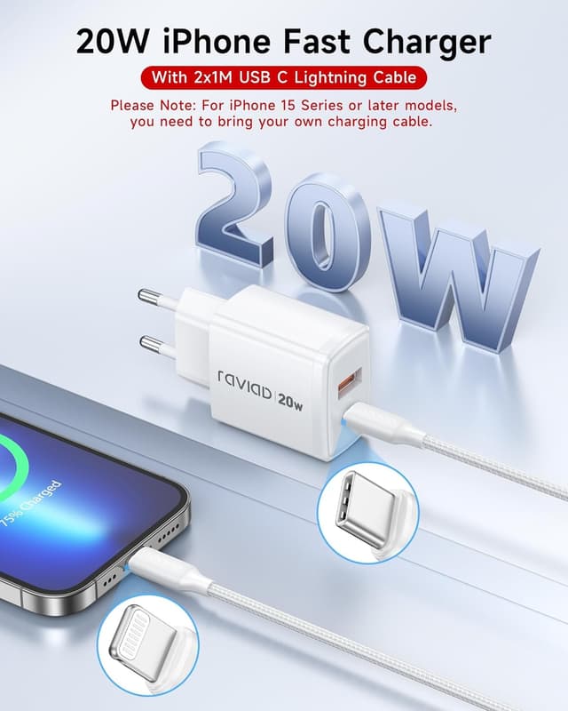 Detalle 2 de RAVIAD iPhone Ladekabel 20W 2er-Set