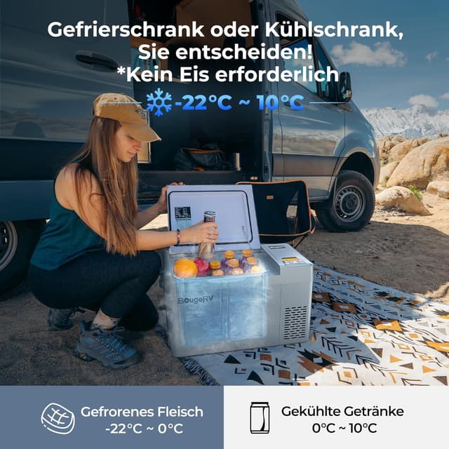 Detalle de BougeRV CRPRO Kompressor-Kühlbox 12 V (20 Liter) – für Auto, Camping & Reisen, aktualisierte Version