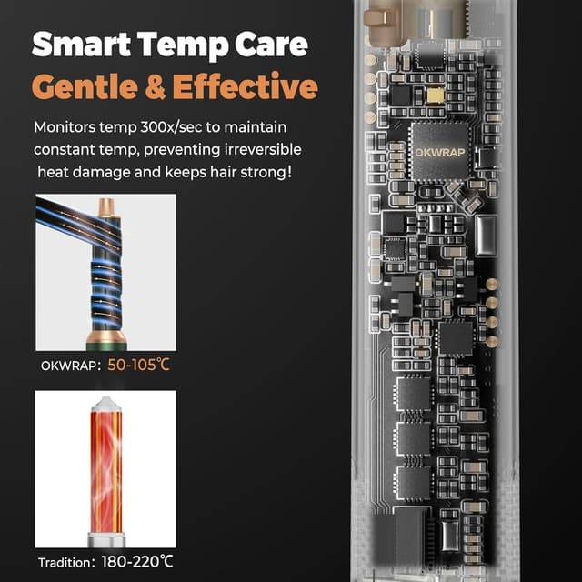 Detalle de OKWRAP Hairstyler 5-in-1 Airstyler Set mit Coanda-Technologie: Föhn, Luft-Lockenstäbe, Glättbürste & Thermal Brush