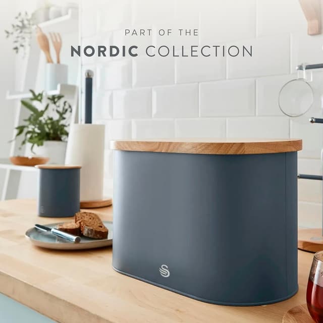 Thumbnail 5 de Swan Nordic Bread Bin with Bamboo Lid