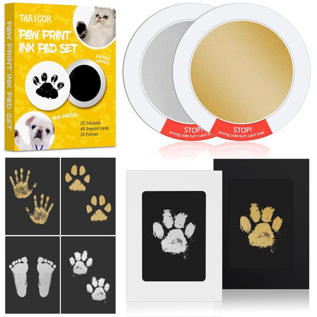 Thumbnail 6 de Taricor Baby Fussabdruck Set mit Fotorahmen-Karten (Hund & Katze) – 2er Set im Katzenformat