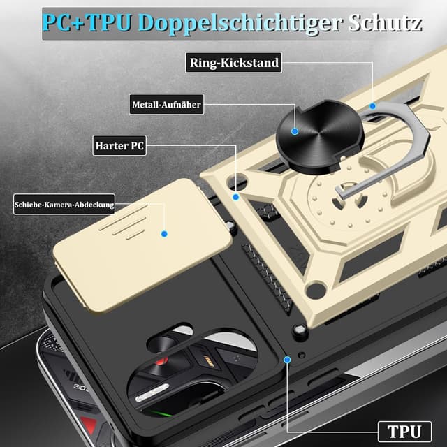 Detalle 2 de Jshru Poco F7 Hülle mit 360° Ring