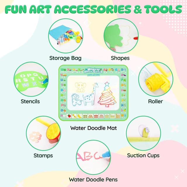 Thumbnail 6 de Water Doodle Mat Aqua Magic Water Drawing Mat with 4 Suction Cups, 6 Magic Pens & Storage Bag