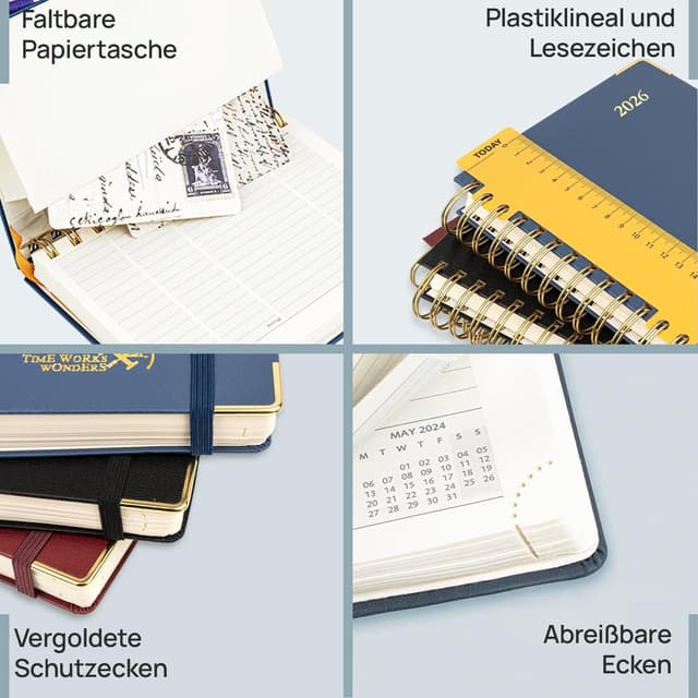 Detalle 1 de POPRUN Kalender 2026 Buchkalender 21,5×16 cm 📅