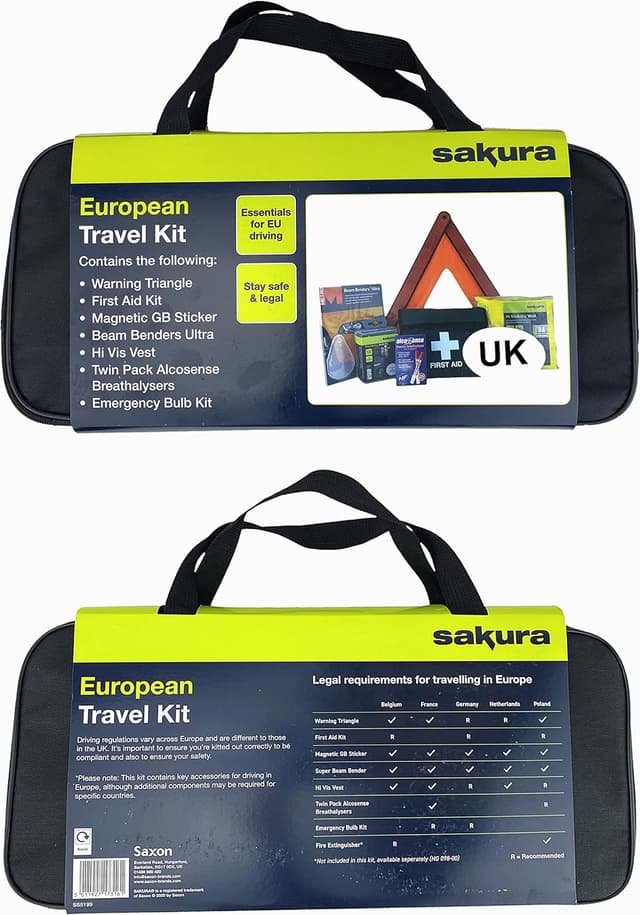 Detalle 2 de Sakura EU Travel & First Aid Kit with warning triangle, hi-vis vest and breathalyser (EU-ready essentials)