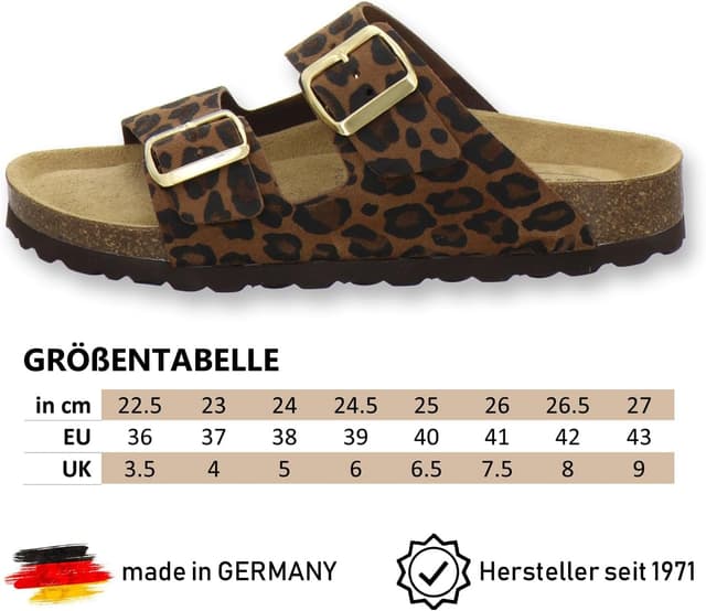 Detalle de AFS-Schuhe 2100 Damen-Pantoletten aus echtem Leder mit verstellbarer Schnalle (Made in Germany)