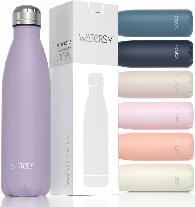 Detalle de WATERSY Stainless Steel Insulated Water Bottle (Lilac) – Double-Walled Vacuum Flask, 500ml