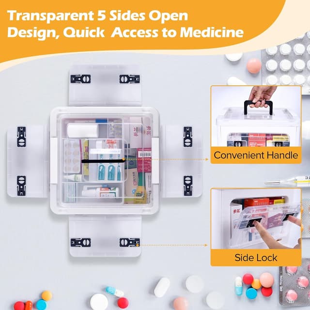 Detalle de Gifhomfix 18QT Medicine Storage Box — Large Organizer
