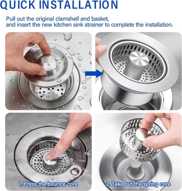 Thumbnail 1 de CVIUYO 304 Pop Up Sink Strainer 90mm