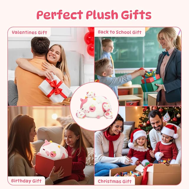 Thumbnail 6 de Mewaii Strawberry Cow plush pillow 16"