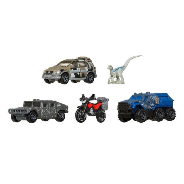 Detalle 2 de Mattel Matchbox Jurassic World JGL24 set de 4 vehículos y figura (1:64)