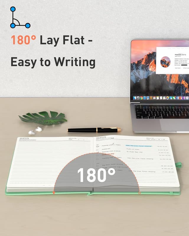 Detalle de Smarpau Thick A4 Lined Notebook (320 pages) – 100gsm no-bleed paper, leather-style hardcover, green