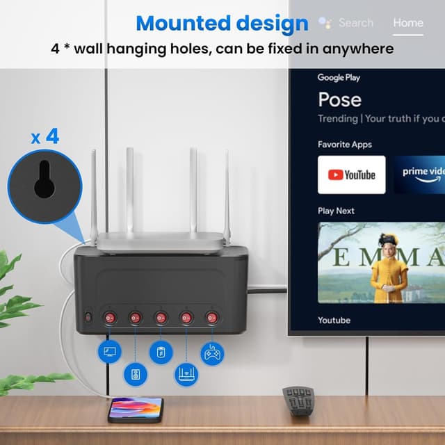 Thumbnail 4 de Scatola Porta Cavi con Ciabatta Multipresa 5 Prese Nero