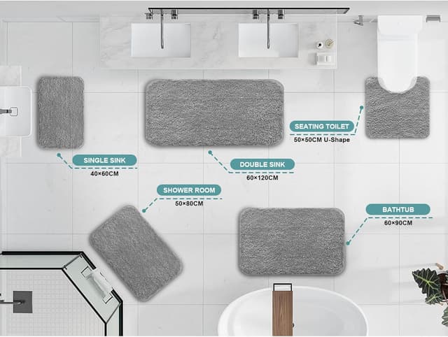 Thumbnail 1 de wyewye Microfibre Bath Mat 40x60cm Grey
