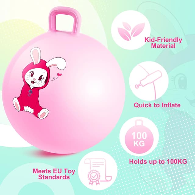 Detalle de U&C Planet 18 Inch Space Hopper Jumping Ball with Handle (with Pump) for Kids 3–8