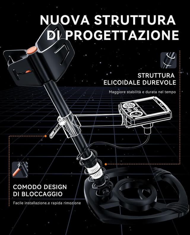 Detalle de SUNPOW Metal Detector Professionale OTMD14 con chip DSP e bobina IP68 da 30 cm