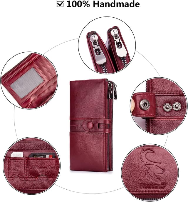 Detalle de Roulens Genuine Leather Women’s Slim Bifold Wallet with RFID Blocking