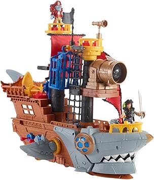 Imagen de Fisher-Price Imaginext Barco pirata con tiburón y figuras 🚢 en OfertitasTOP