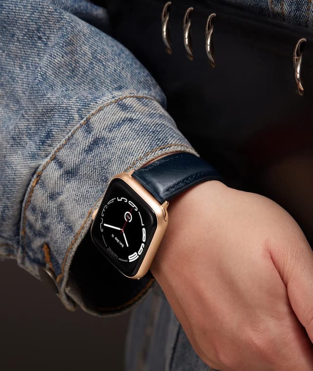 Detalle de BINLUN oil wax leather & silicone hybrid Apple Watch strap (38–42mm, compatible with many Series)