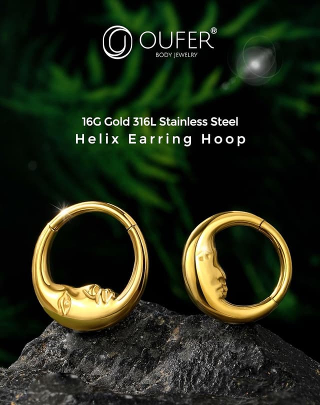 Detalle 2 de OUFER Boucles cartilage 16G 8–10 mm