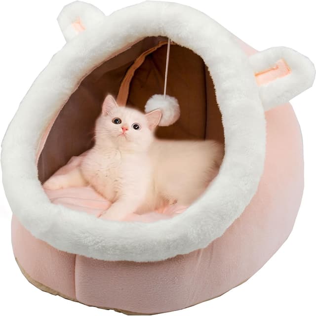 Detalle de Dtopsun Cat Bed Rabbit-Shaped with Hanging Toy 🐱