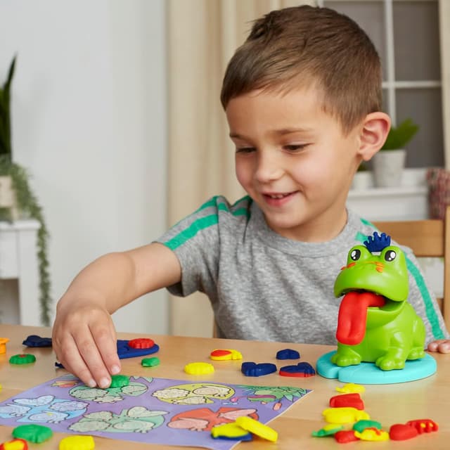 Detalle de Play-Doh Farbi, der Frosch – 4×28 g Dosen mit Ausstechern (ab 3 Jahren)